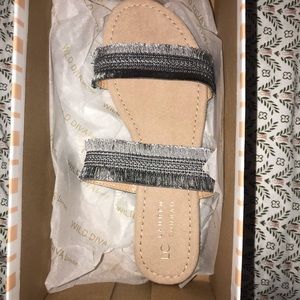 Lauren Conrad Grey silk sandals
